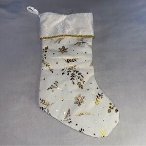 Cream and Gold Christmas Stocking with Complimentary Santa Hat, Adult